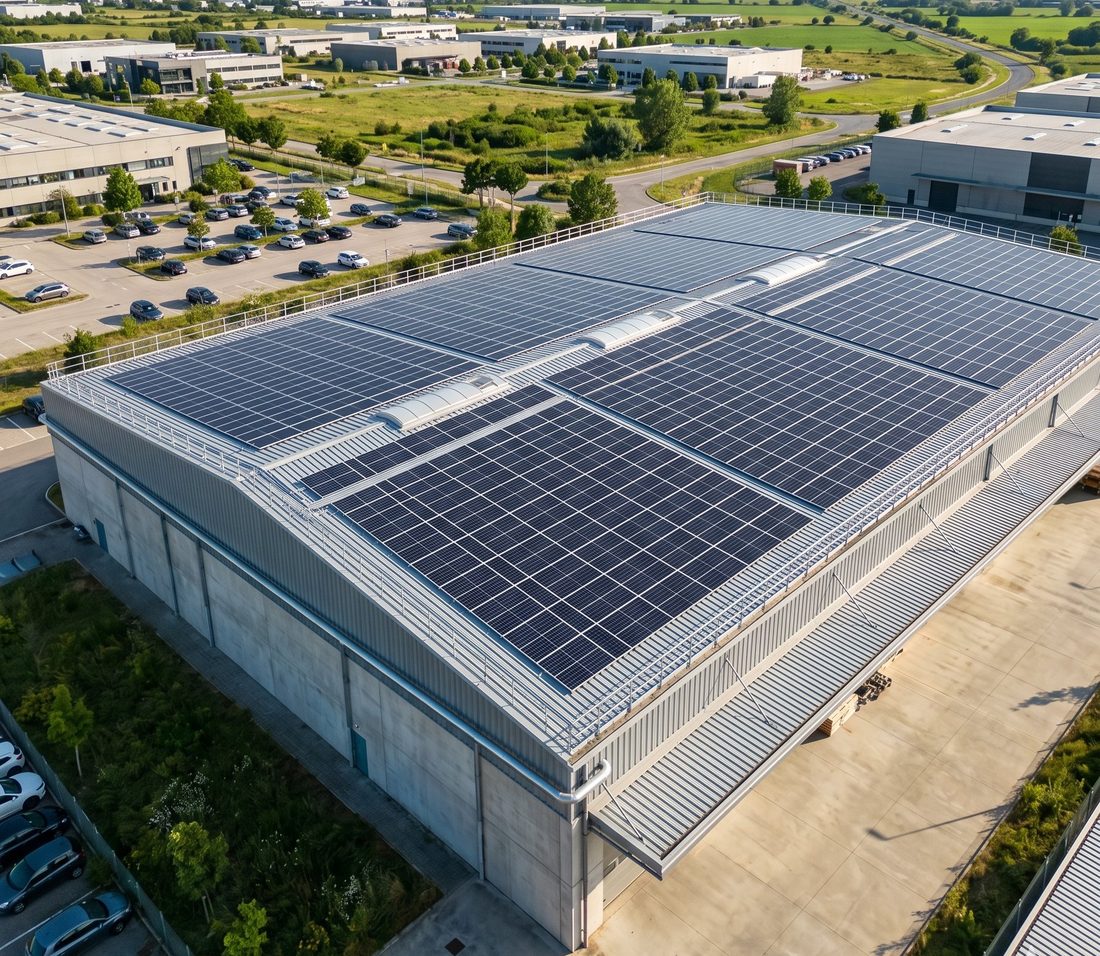 Sistema fotovoltaico instalado sobre nave industrial